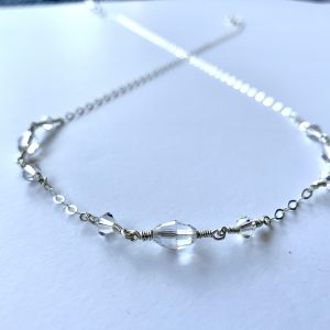 DOUBLE WIRE-WRAPPED Clear Faceted Swarovski Belly Chain