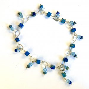 PACIFIC BLUE Impression Jasper and Swarovski Dangles Anklet