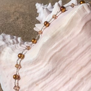 Saltwater BRONZE PEARLS Pearls and AB Swarovski Necklace