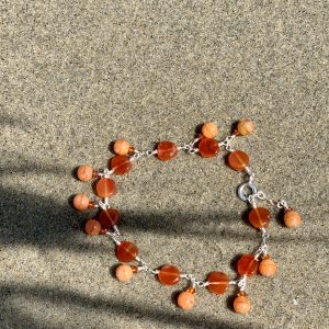 Carnelian Coins, Rounds and  FIRE OPAL Swarovski Anklet