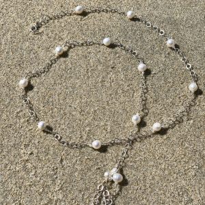 SOLD – Luminous TRIPLE DANGLE White Saltwater Pearl Belly Chain