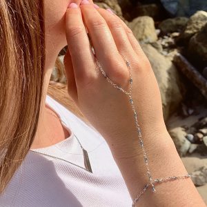 Feminine and Dainty LONDON BLUE and Sterling Hand Chain