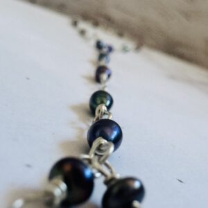 925 Sterling Foot Chain with Petite Iridescent Pearls