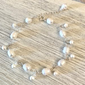 Ivory Saltwater Pearls and Mini PEARLS DANGLES Anklet