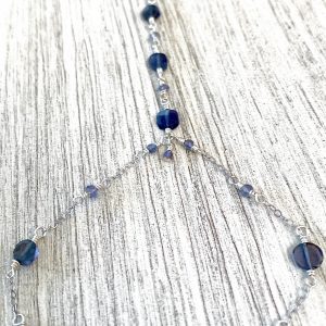 Faceted Coin BLUE IOLITE and Sterling Hand Chain