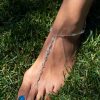 Rectangle AQUAMARINE and STERLING Foot Chain - Image 2