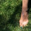 Rectangle AQUAMARINE and STERLING Foot Chain