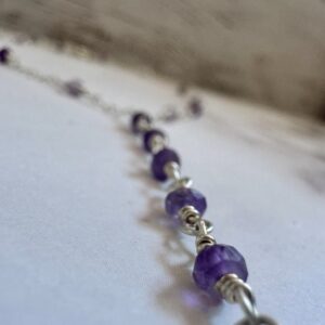 925 Sterling Foot Chain with Shades of Faceted Amethyst
