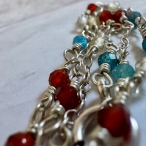 925 Sterling Foot Chain with Carnelian, Apatite and Faceted Zircon