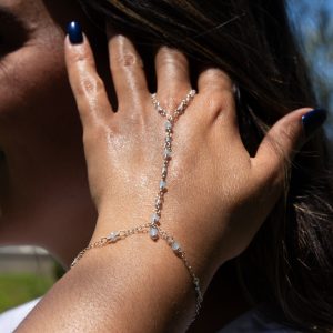 Precious and Dainty BLUE LACE Agate and STERLING Hand Chain