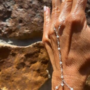 Sterling Silver Hand Chain with Faceted Blue Lace Agate