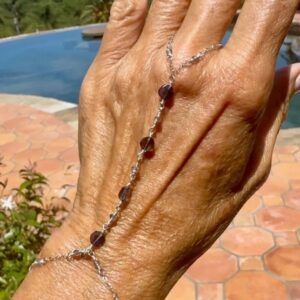 Single Strand BLUE Coin Iolite Hand Chain on 925 Sterling Silver