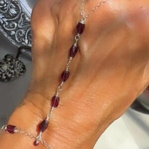 925 Sterling with Faceted Garnets Single Strand Hand Chain