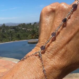 Single Strand BLUE Coin Iolite Hand Chain on 925 Sterling Silver