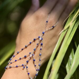 .925 Sterling Hand Chain with Elaborate Lapis Lazuli