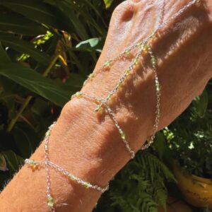 Brilliant Faceted Peridot & 925 STERLING Hand Chain, Hand Wrap