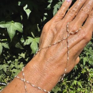 14K Gold-Filled and Petite Double Pearl Hand Chain with Wrist Wrap