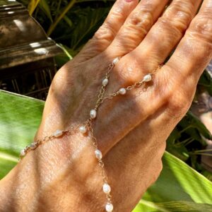 14K Gold-Filled Hand Chain with Lovely Saltwater Pearls