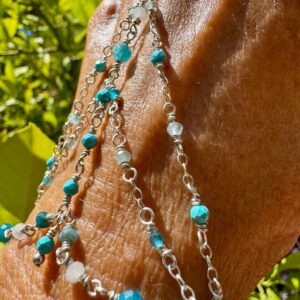 Beachy VIbes! Apatite and Turquoise Stones with 925 Sterling Hand Chain