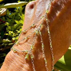 Sparkling Adorable Faceted Peridot Hand Chain in 925 Sterling