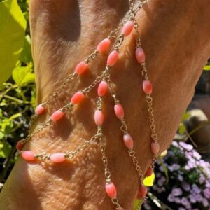 14K Gold-Filled & Soft Coral Hand Chain