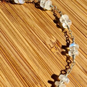 925 Sterling Anklet with Double Round Moonstones