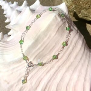 Stylish AB Green Swarovski on 925 Sterling Chain – 11″ Anklet