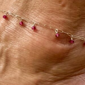 Brilliant Fuchsia Jade on 14k Gold-Filled Chain Minimalist – 10″ Anklet