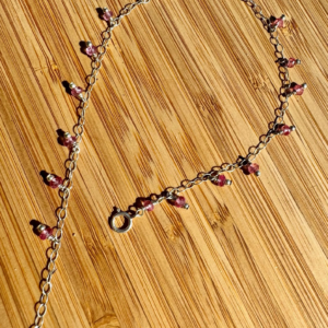 Minimalist Pink Tourmaline Anklet on A 925 Sterling Chain – 10″ Anklet