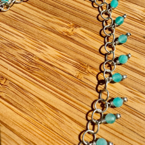 Beachy Vibe – Faceted Apatite & 925 SIlver Bead on 925 Sterling Round Chain, 10.3″ Anklet