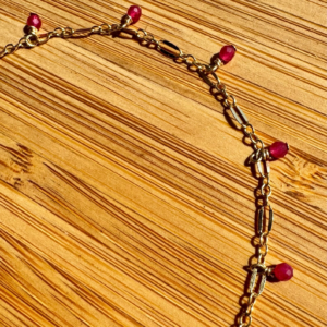 14K Gold-Filled Anklet with Faceted Pink Tourmaline Dangles