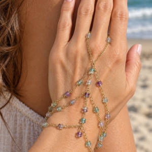 14K Gold-Filled & Fluorite Rondell Hand Chain