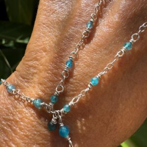 925 Sterling & Faceted Apatite Wrap Hand Chain