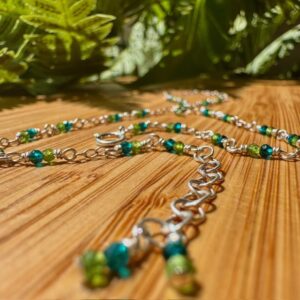.925 Sterling Hand Chain with Blue and Green Quartz Stones