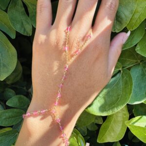 14K Gold-Filled & Pink Topaz Wrap Hand Chain