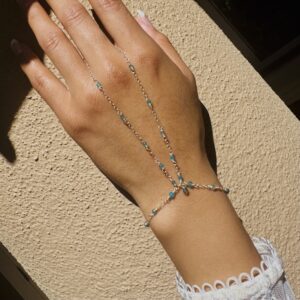 925 Sterling & Faceted Apatite Wrap Hand Chain