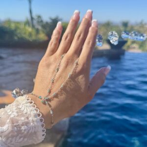 925 Sterling & Faceted Apatite Wrap Hand Chain