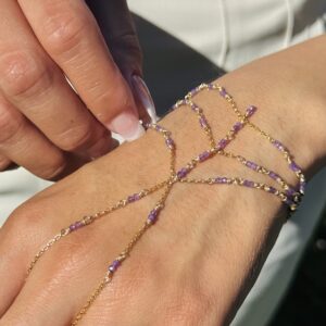 14K Gold-Filled & Faceted Purple NEON Quartz Hand Chain