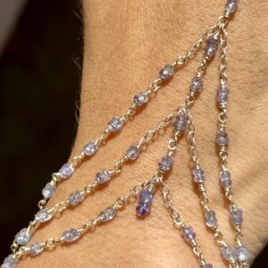 925 Sterling & Faceted Tanzanite Hand Chain