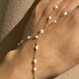 14K Gold-Filled Wrap Hand Chain with Pearls