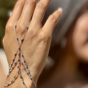 925 Sterling & Double Lapis Lazuli Hand Chain