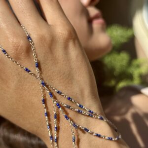 925 Sterling & Double Lapis Lazuli Hand Chain