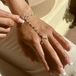 925 Sterling Wrap Hand Chain with Green Quartz