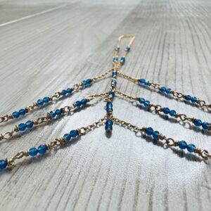 14K Gold-Filled & Brilliant Blue Chalcedony Quartz Hand Chain