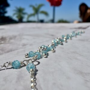 925 Sterling Foot Chain with Micro-Faceted Light Blue Zircons