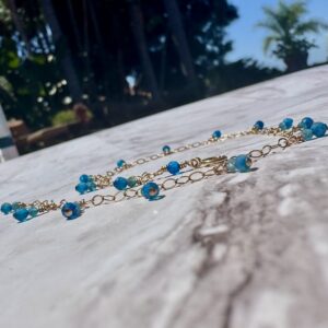 14K Gold-Filled Anklet with Double Apatite Gemstones