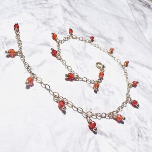 14K Gold-Filled Anklet with Brilliant Orange Zircons
