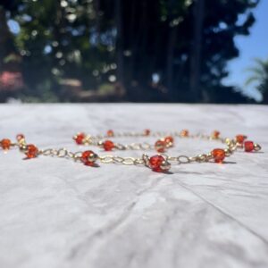 14K Gold-Filled Anklet with Brilliant Micro-Faceted Orange Zircons