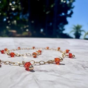 14K Gold-Filled Anklet with Brilliant Orange Zircons