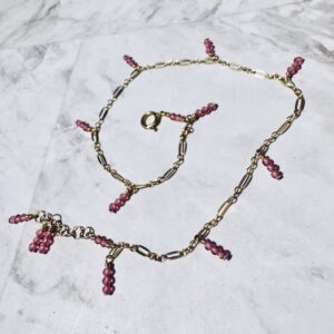 14K Gold-Filled Anklet with Triple Pink Topaz Gemstones
